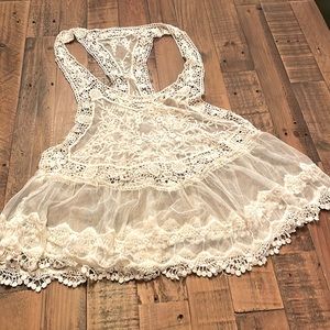 FREE PEOPLE sheer Lacey/Eyelet boho top
